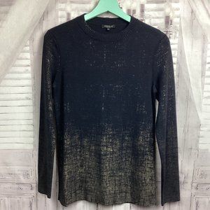 Lafayette 148  New York Black and Gold Long Sleeve Top P/S